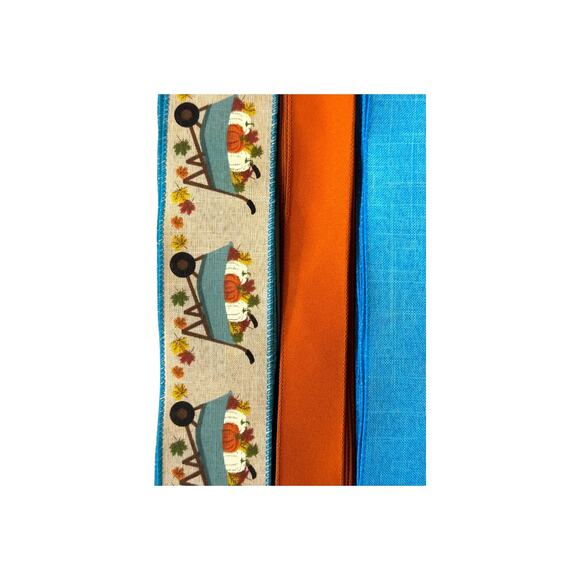 Gather Pumpkin Wreath Kit - DIY Autumn Craft Metal Pumpkin Sign Ribbon Bundle - Picture 4 of 5